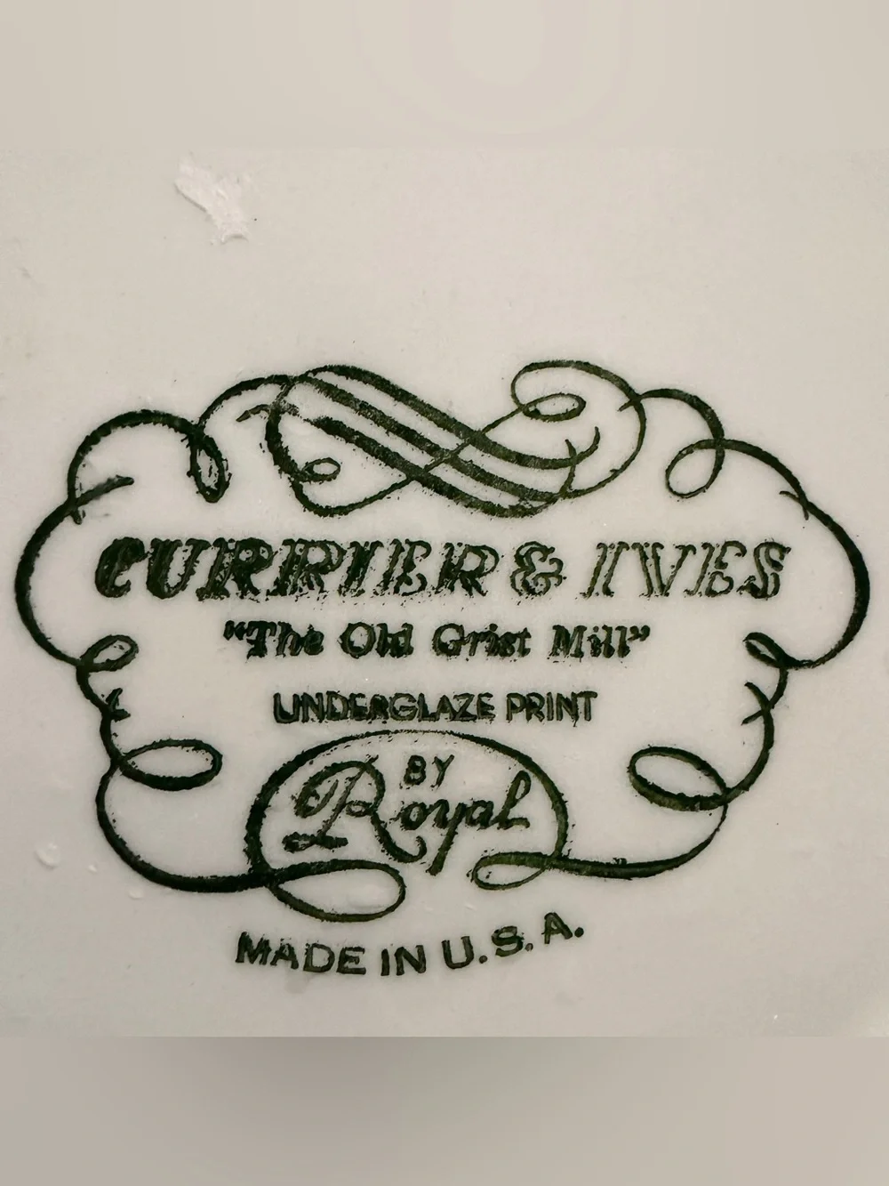 Currier & Ives The Old Grist Mill Blue and White Scenic Ceramic Dinner Plate 10”